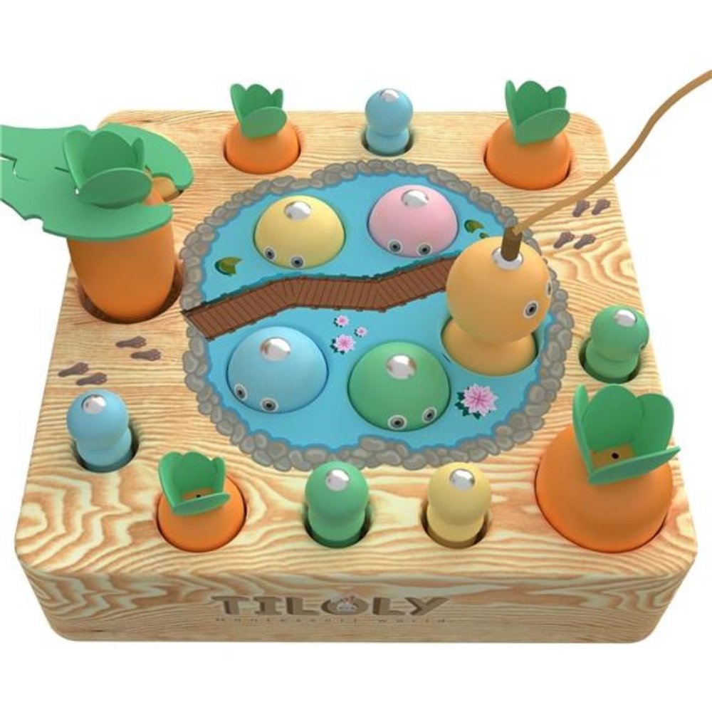 Wooden Montessori Toys for 1 Year Old Boy & Girl - Magnetic Fishing Game
